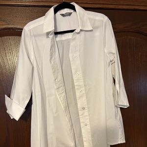 White button-down flared blouse